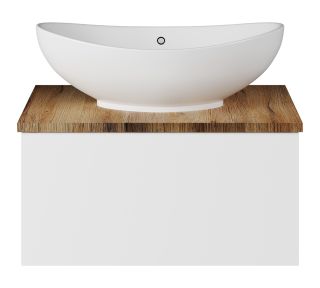 Подвесная тумба под раковину Misty Ива 60см белый/дуб Вотан